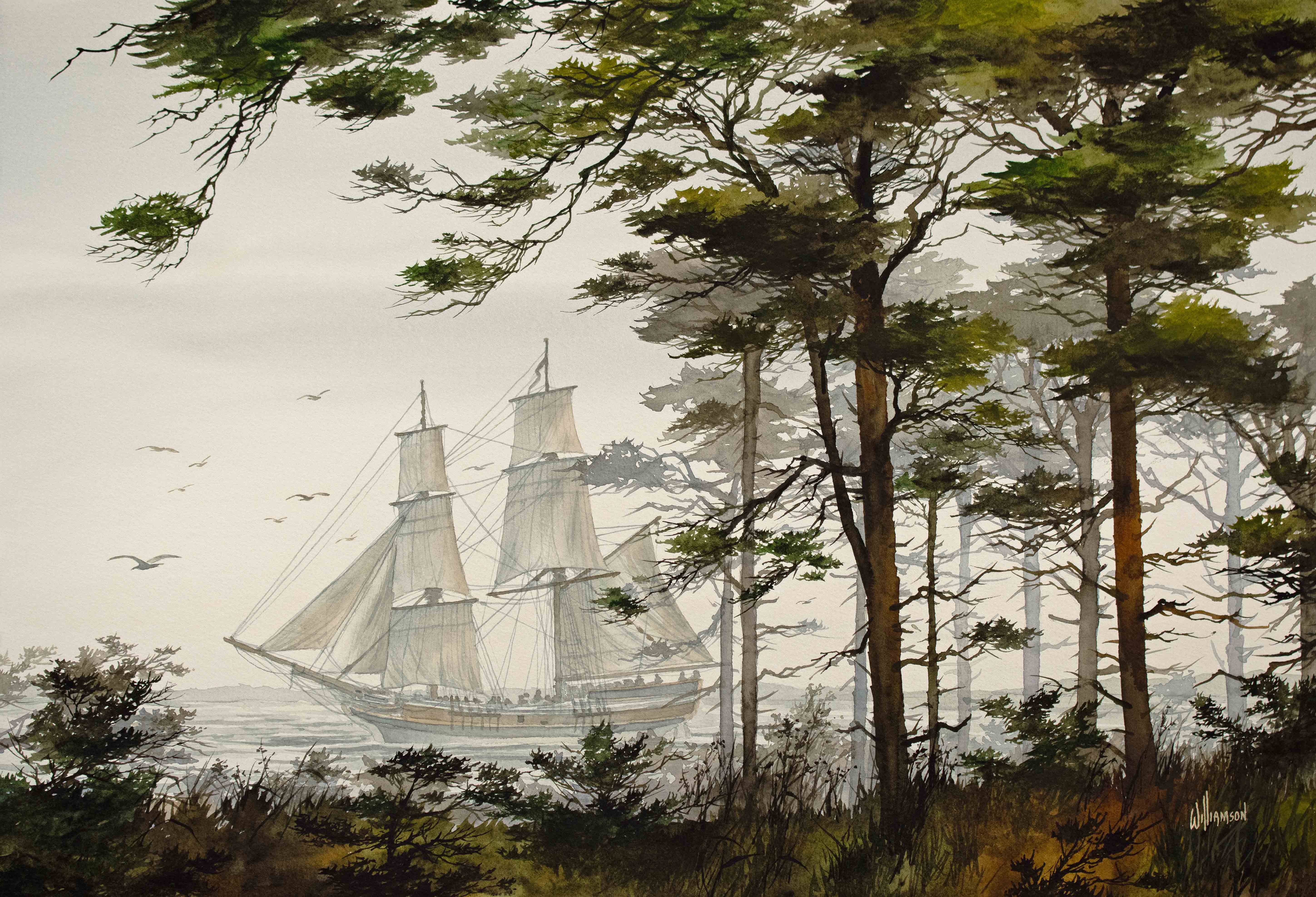 James_Williamson_Misty-Maritime-Shore_watercolor_15x22
